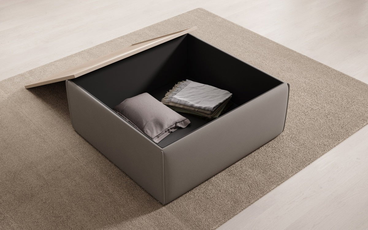 Lesley Multifunktionaler Stoff-Hocker mit Stauraum und Couchtisch-Funktion für Wohnzimmer