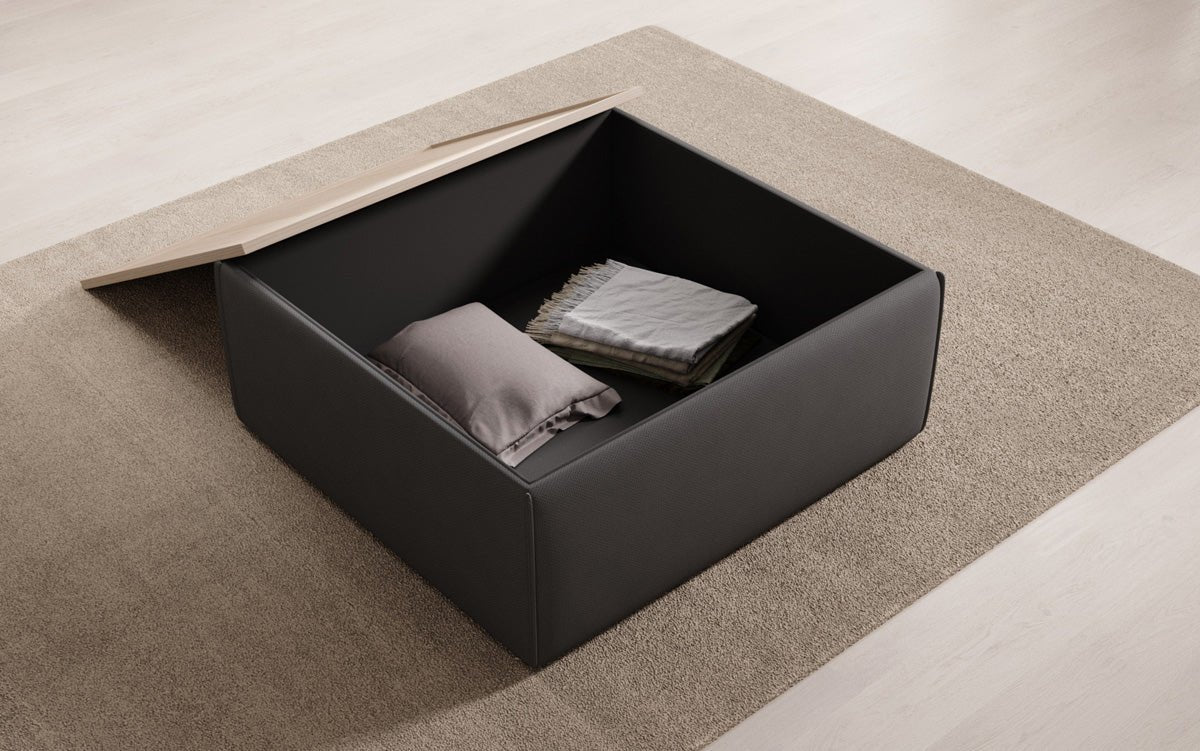 Lesley Multifunktionaler Stoff-Hocker mit Stauraum und Couchtisch-Funktion für Wohnzimmer