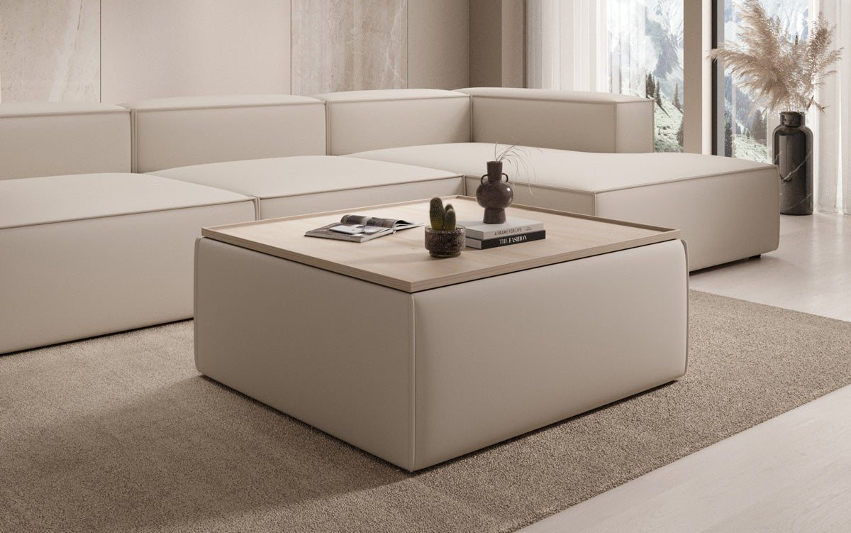 Lesley Multifunktionaler Stoff-Hocker mit Stauraum und Couchtisch-Funktion für Wohnzimmer