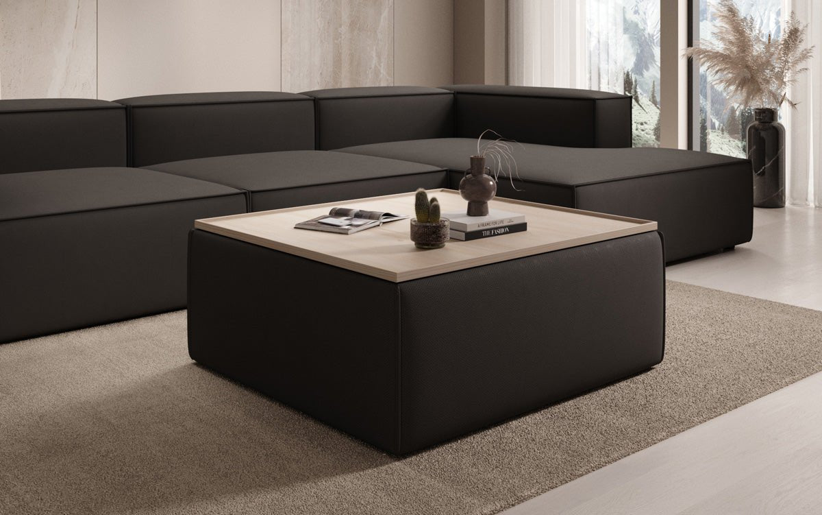 Lesley Multifunktionaler Stoff-Hocker mit Stauraum und Couchtisch-Funktion für Wohnzimmer