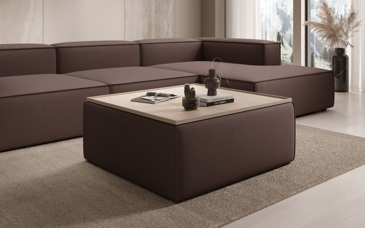 Lesley Multifunktionaler Stoff-Hocker mit Stauraum und Couchtisch-Funktion für Wohnzimmer