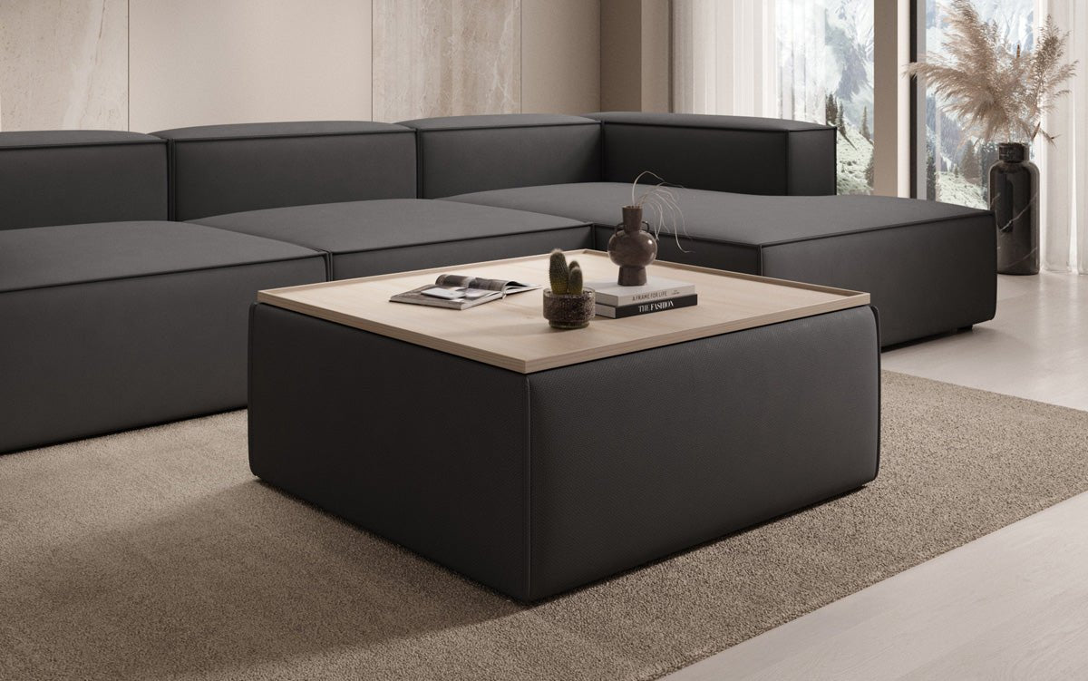 Lesley Multifunktionaler Stoff-Hocker mit Stauraum und Couchtisch-Funktion für Wohnzimmer