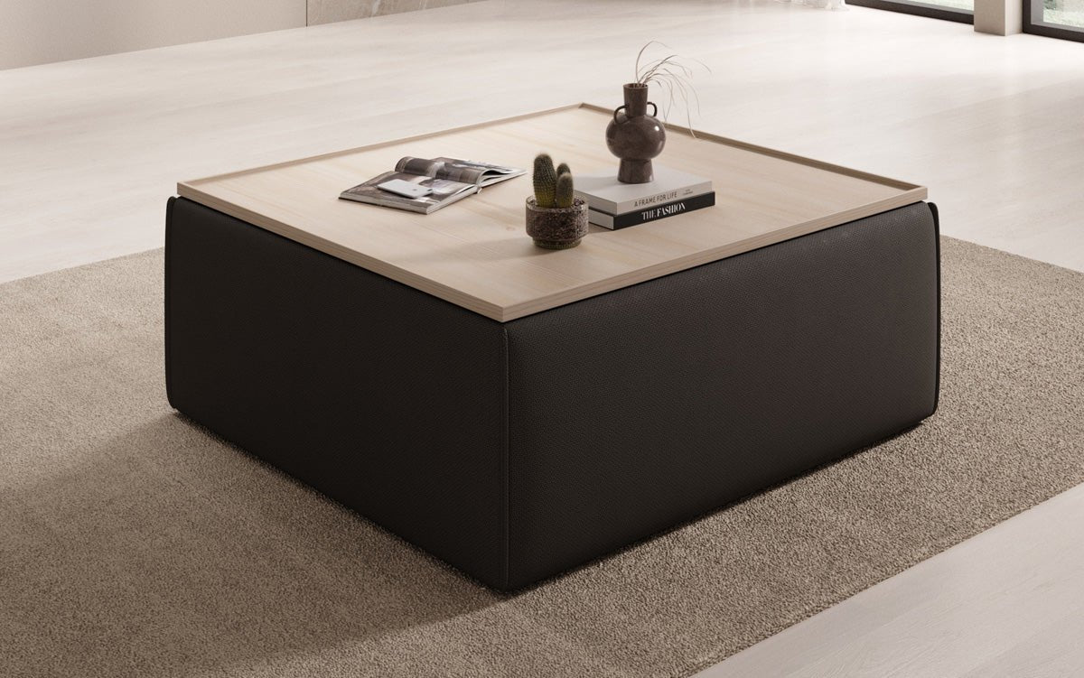 Lesley Multifunktionaler Stoff-Hocker mit Stauraum und Couchtisch-Funktion für Wohnzimmer