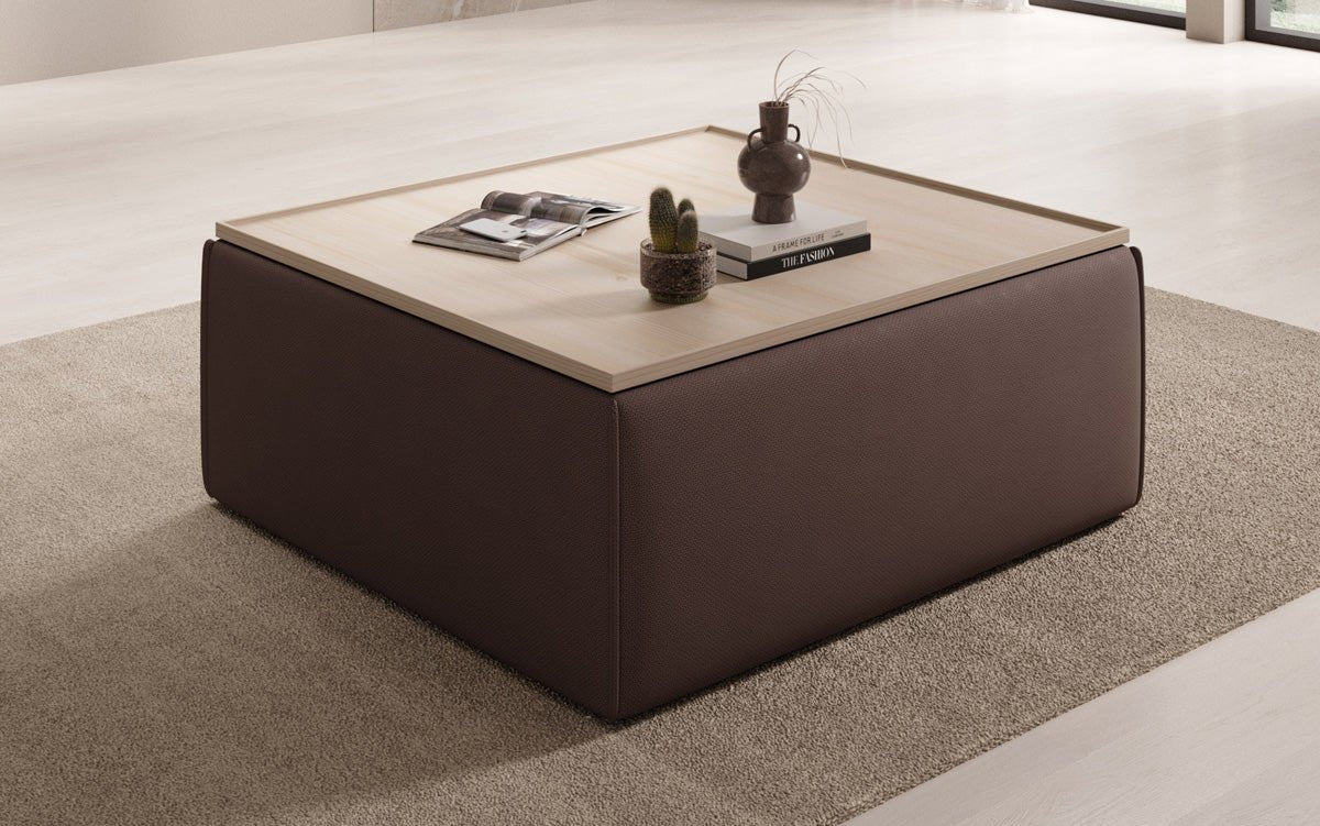 Lesley Multifunktionaler Stoff-Hocker mit Stauraum und Couchtisch-Funktion für Wohnzimmer