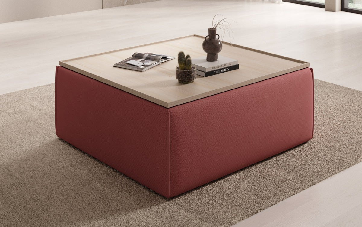 Lesley Multifunktionaler Stoff-Hocker mit Stauraum und Couchtisch-Funktion für Wohnzimmer