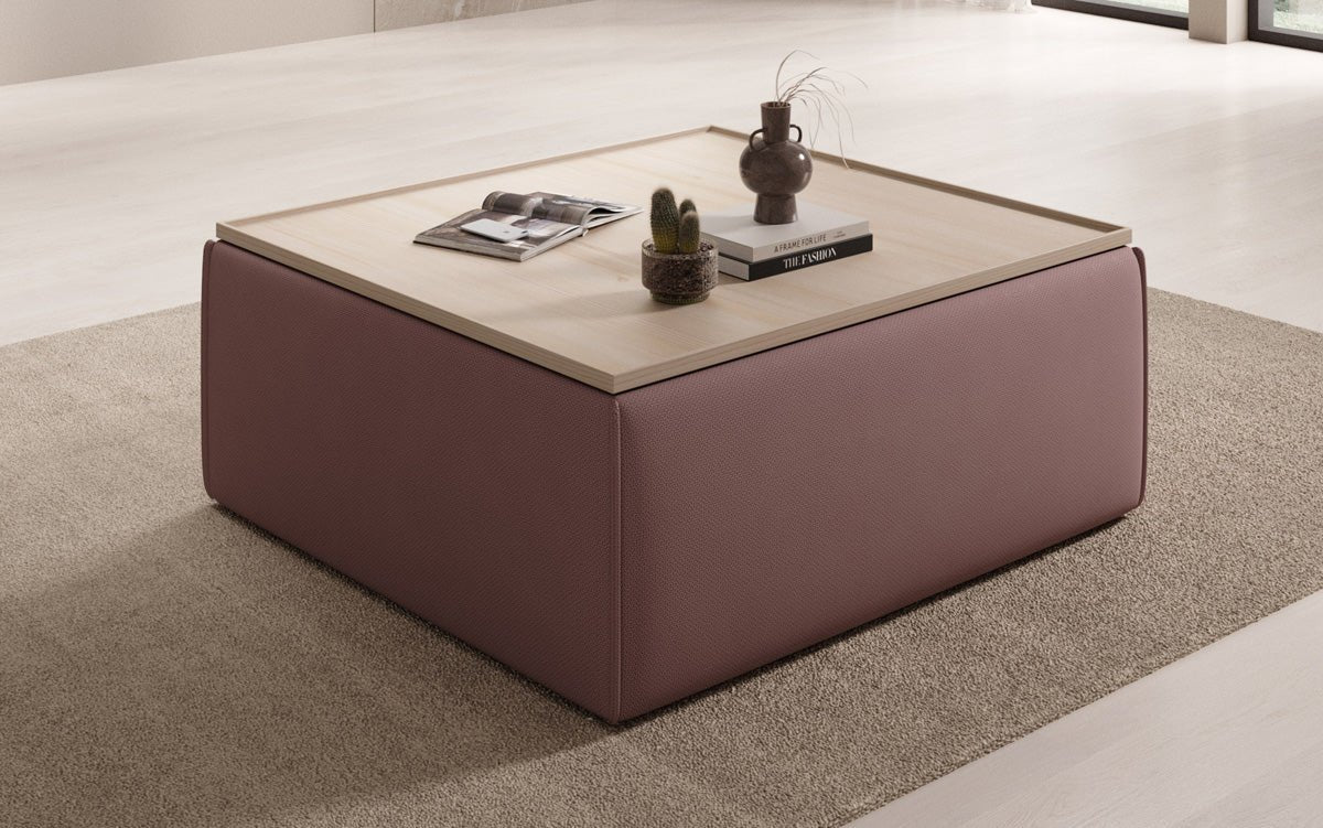 Lesley Multifunktionaler Stoff-Hocker mit Stauraum und Couchtisch-Funktion für Wohnzimmer