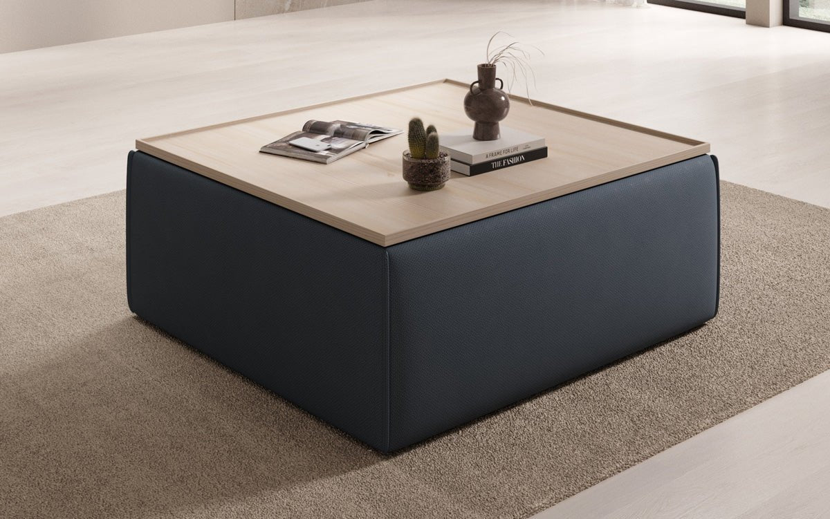 Lesley Multifunktionaler Stoff-Hocker mit Stauraum und Couchtisch-Funktion für Wohnzimmer