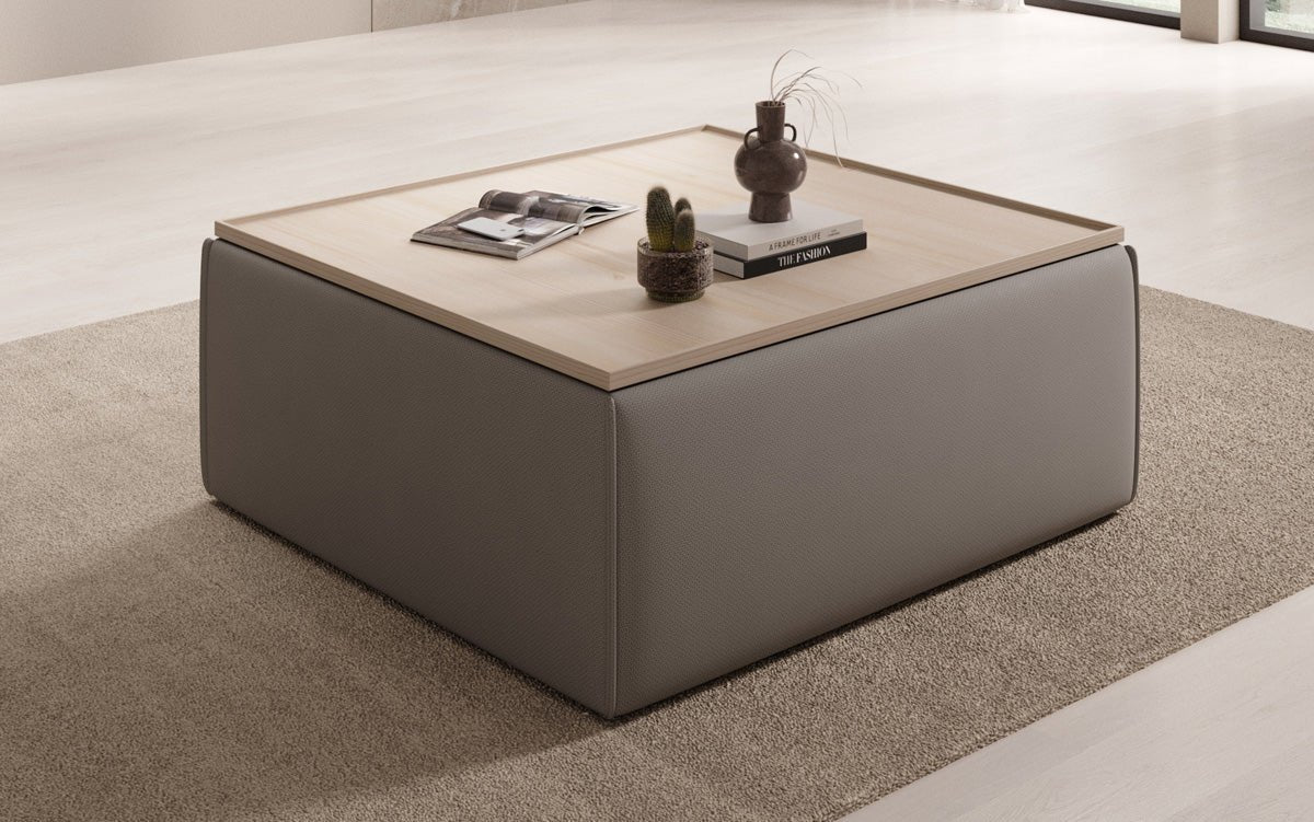 Lesley Multifunktionaler Stoff-Hocker mit Stauraum und Couchtisch-Funktion für Wohnzimmer