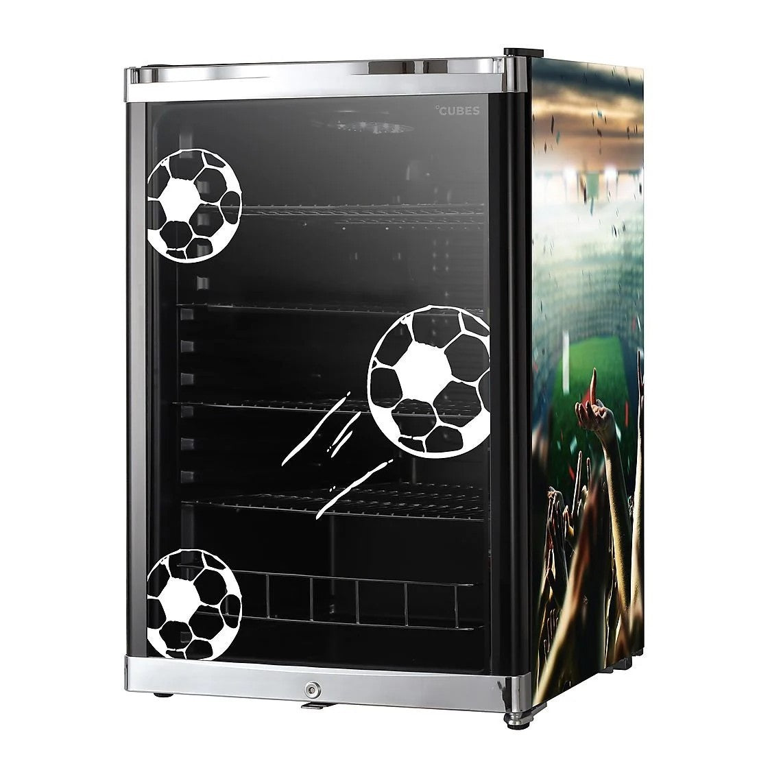 CUBES HC 258 E Fußball-Getränkekühlschrank 115L Schwarz mit Glastür