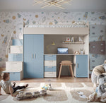Lade das Bild in den Galerie-Viewer, Traumhaftes Kinderhochbett mit matter Oberfläche – Sicher, Stylisch, Spielbar, Platzsparend