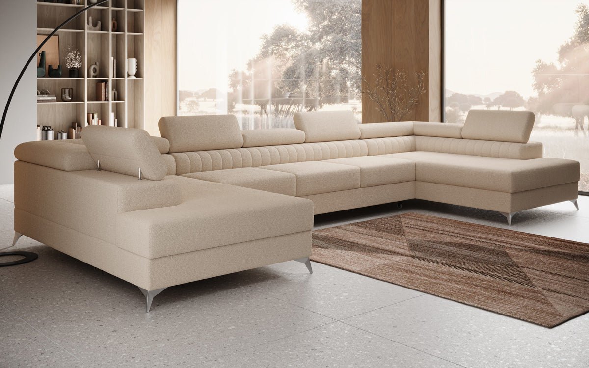 Aurea U XXL Bouclé Ecksofa – Schlaf- & Klappfunktion für Dein Traumwohnzimmer