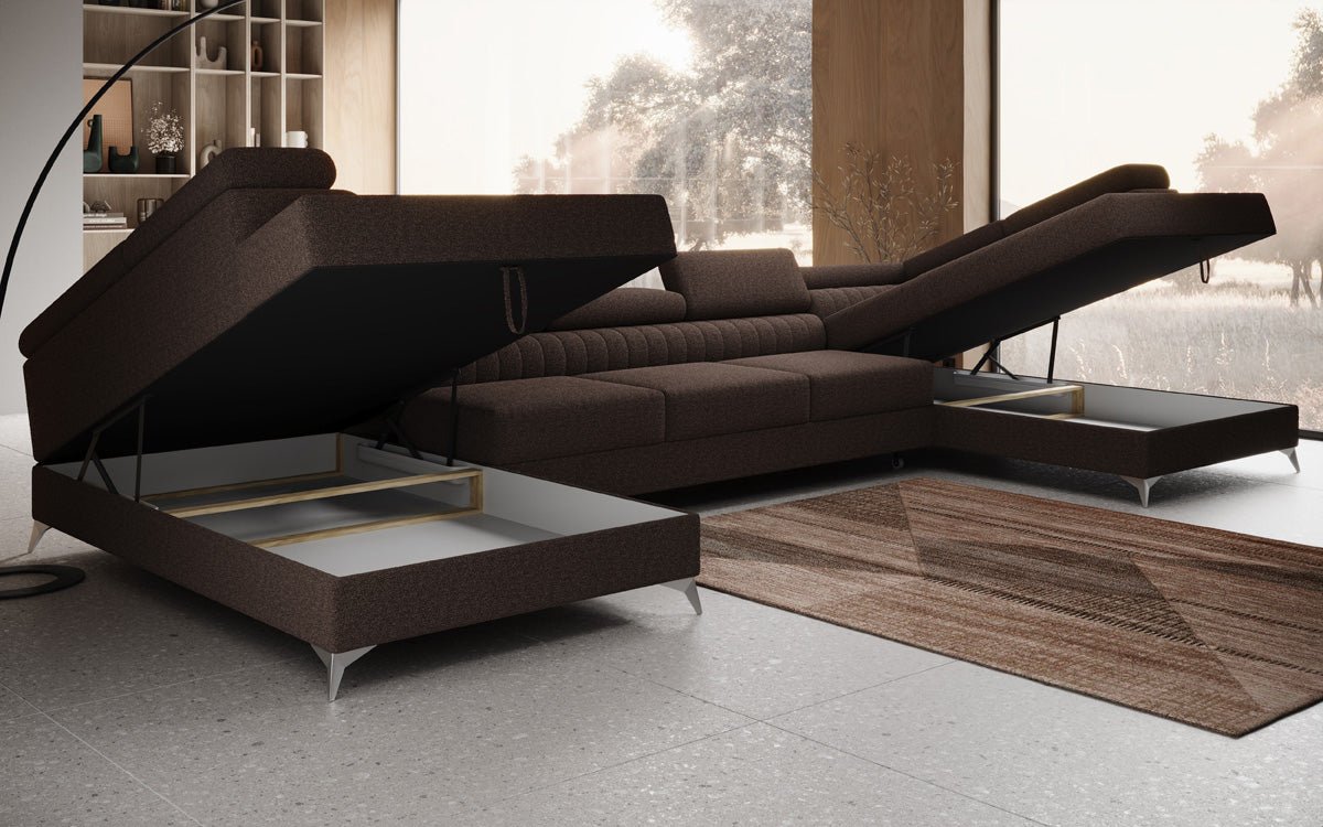 Aurea U XXL Bouclé Ecksofa – Schlaf- & Klappfunktion für Dein Traumwohnzimmer