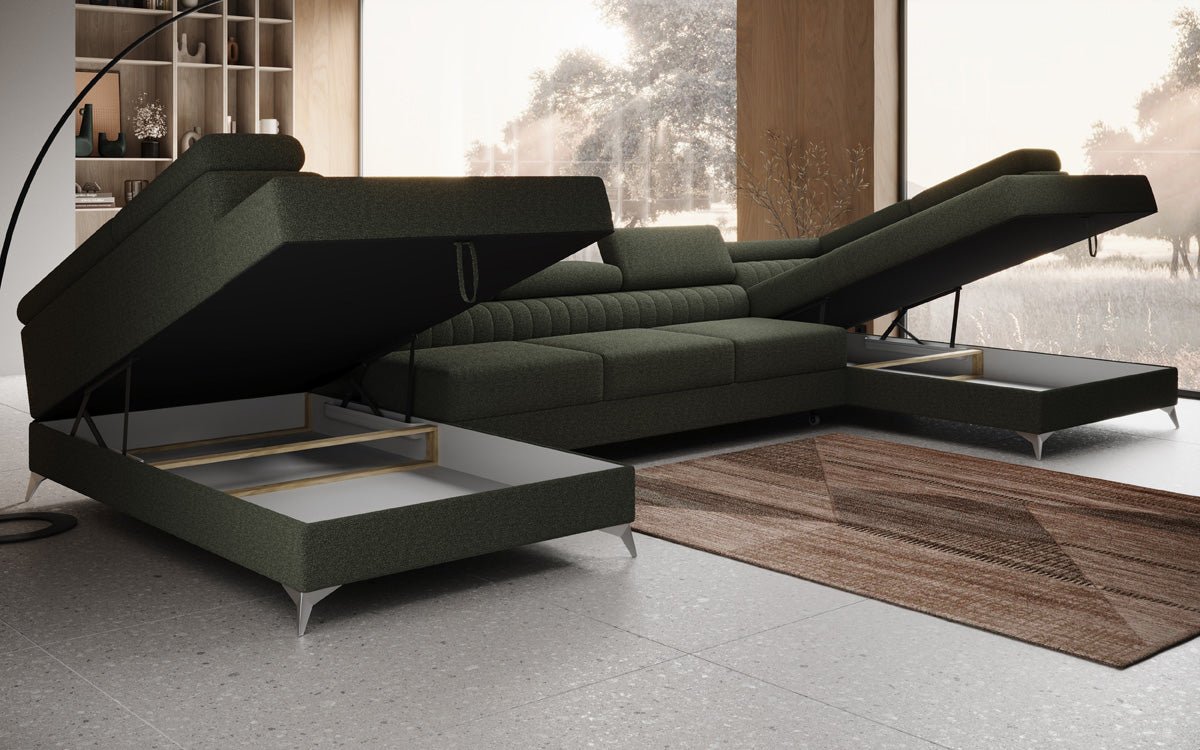 Aurea U XXL Bouclé Ecksofa – Schlaf- & Klappfunktion für Dein Traumwohnzimmer