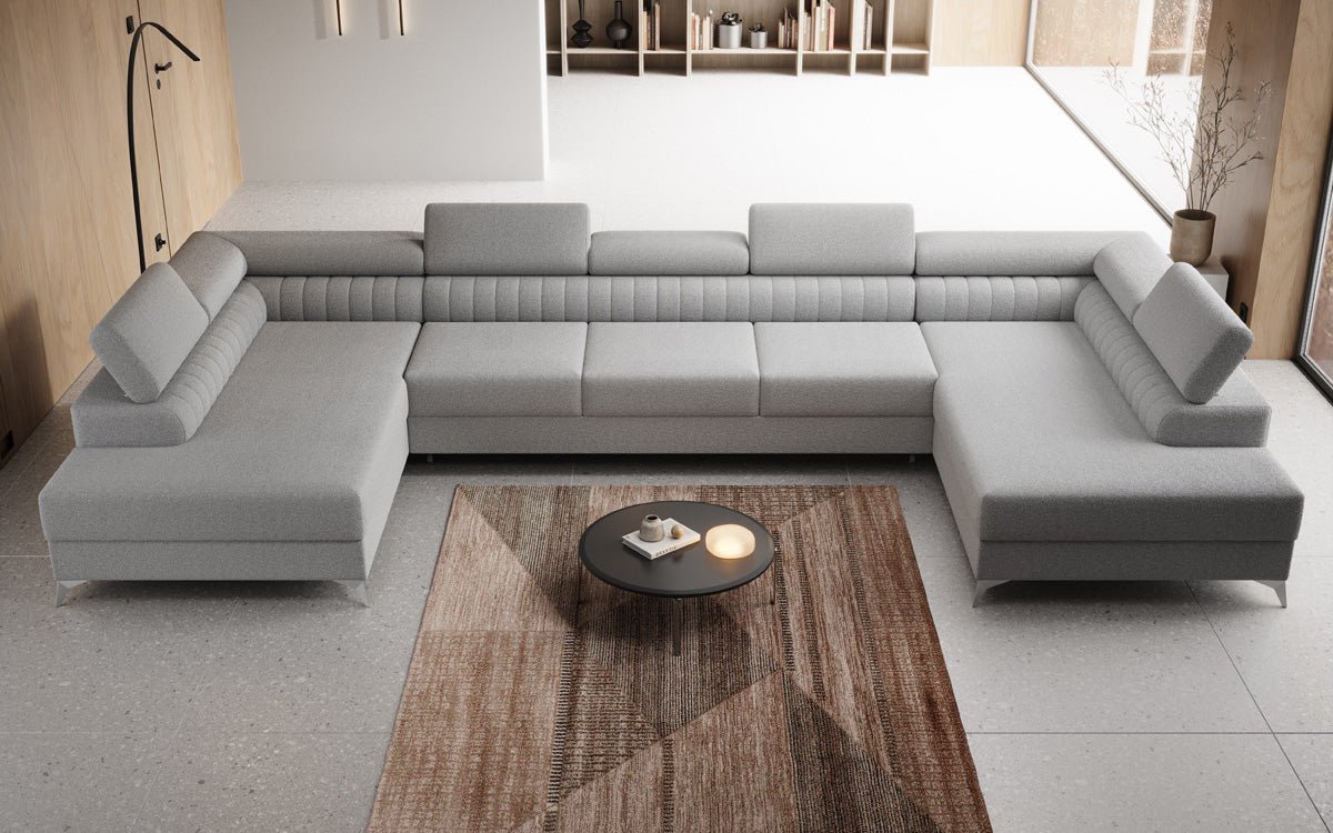 Aurea U XXL Bouclé Ecksofa – Schlaf- & Klappfunktion für Dein Traumwohnzimmer