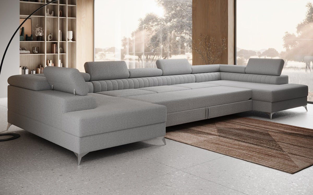 Aurea U XXL Bouclé Ecksofa – Schlaf- & Klappfunktion für Dein Traumwohnzimmer