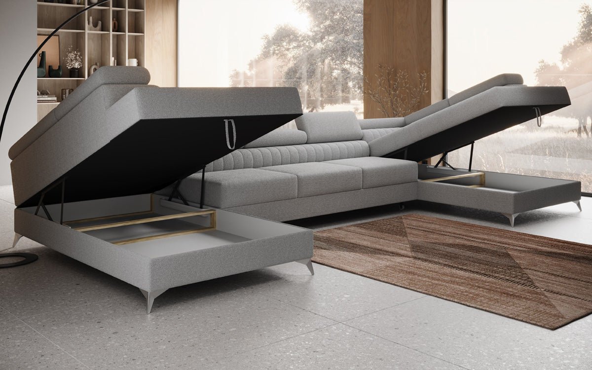 Aurea U XXL Bouclé Ecksofa – Schlaf- & Klappfunktion für Dein Traumwohnzimmer