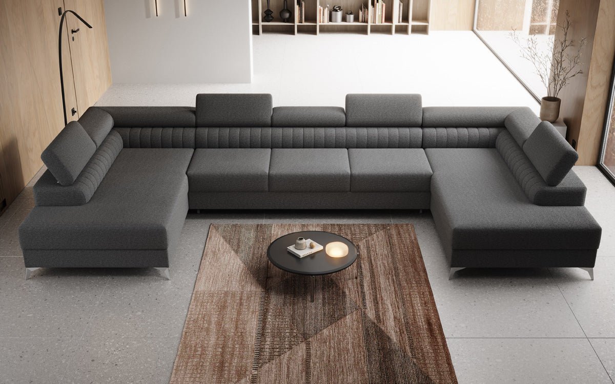 Aurea U XXL Bouclé Ecksofa – Schlaf- & Klappfunktion für Dein Traumwohnzimmer