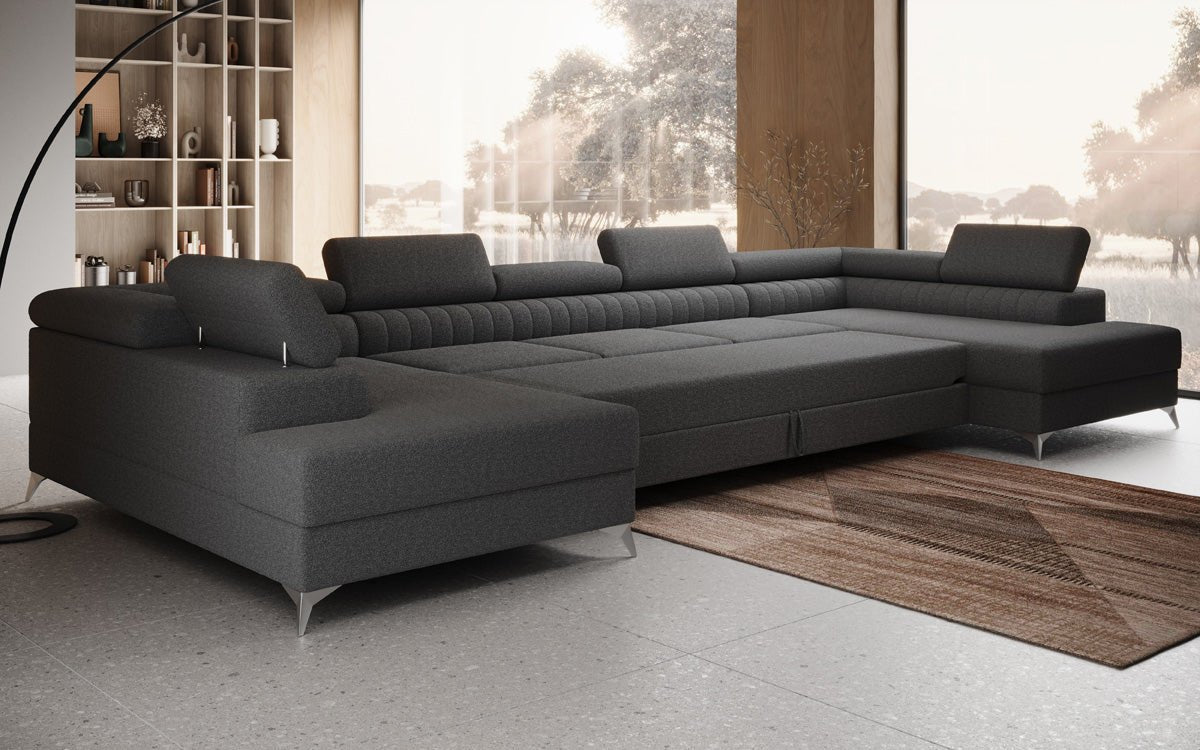 Aurea U XXL Bouclé Ecksofa – Schlaf- & Klappfunktion für Dein Traumwohnzimmer