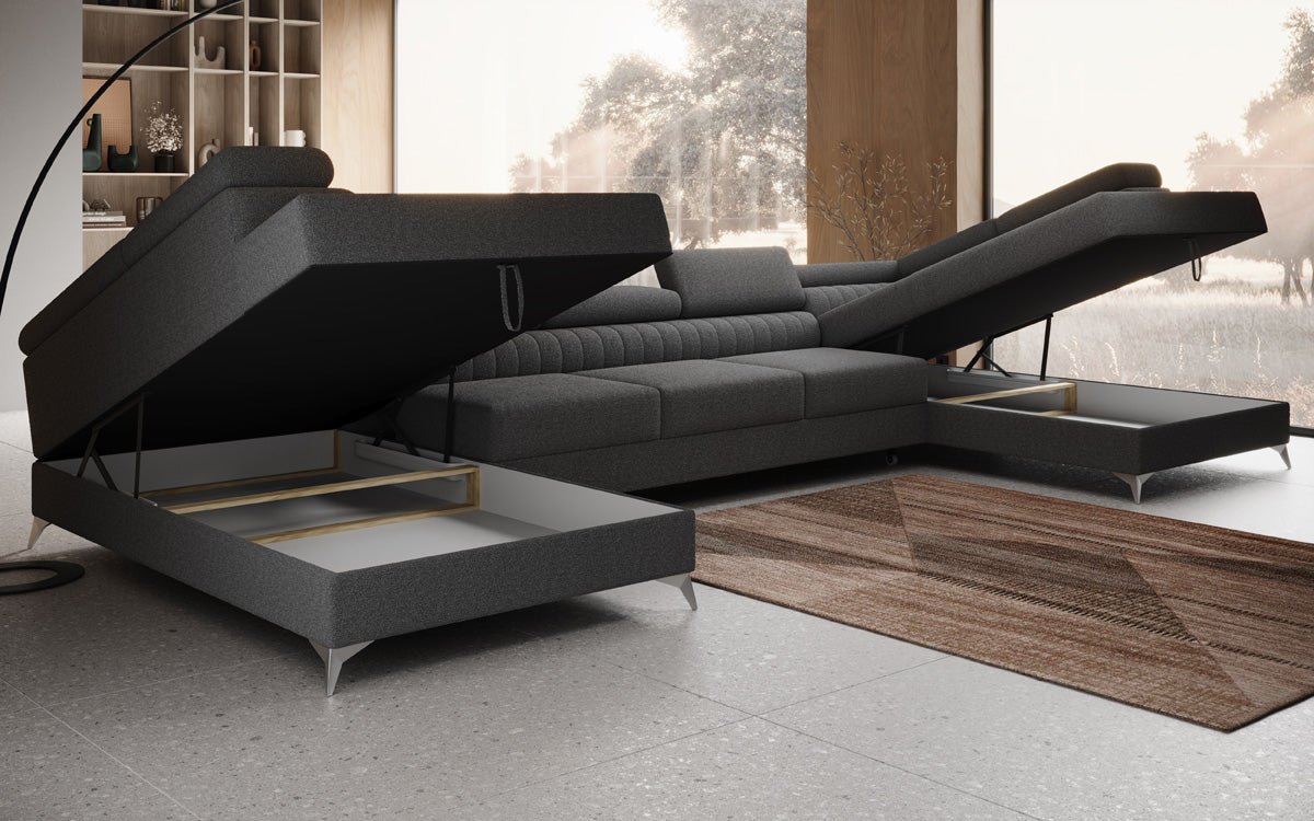 Aurea U XXL Bouclé Ecksofa – Schlaf- & Klappfunktion für Dein Traumwohnzimmer