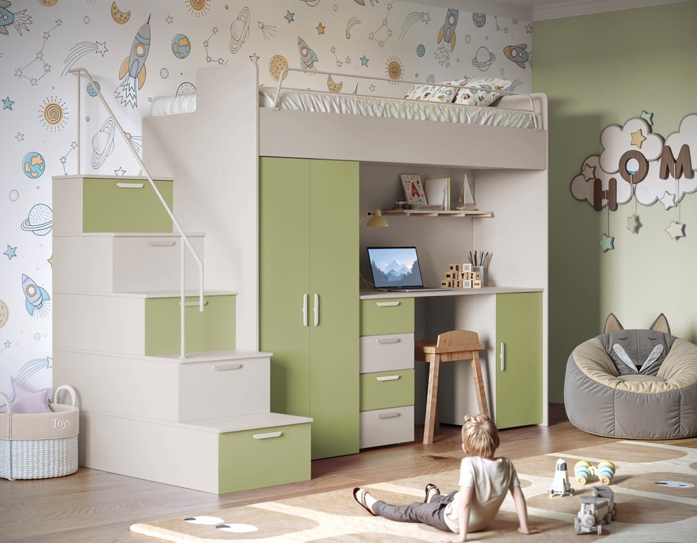 Dream Kinderhochbett Matt: Sichere, Platzsparende Lösung für Kinderzimmer mit Stil