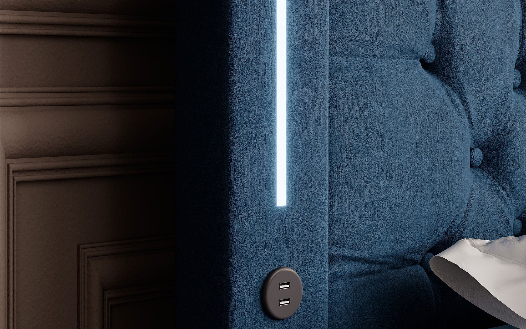 Elegance Boxspringbett Samt LED USB – Luxus Schlafzimmer mit Stauraum