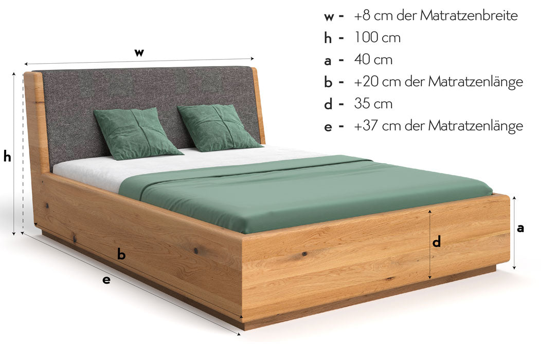 Designer Massivholz Eichenbett Cassian mit Integriertem Stauraum – Modern & Elegant