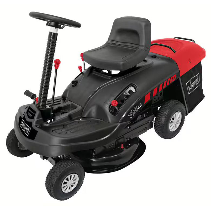 SCHEPPACH MR196-61 Aufsitzmäher: Kraftvoll, 61cm Schnitt, 6.5 PS, 150L Fangsack, Großflächen