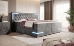 Lade das Bild in den Galerie-Viewer, Carlotta Boxspringbett: Luxuriöses Samtbett mit LED, Stauraum und USB-Anschluss