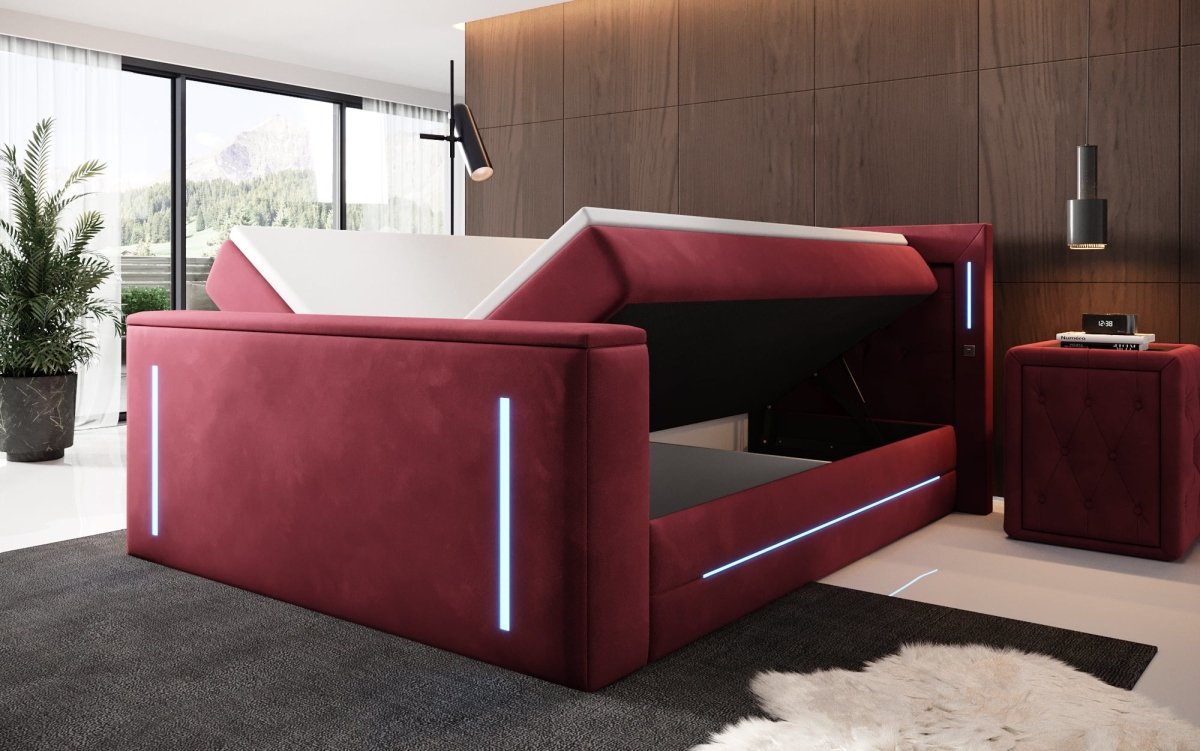 Divalo Luxus Boxspringbett mit Integriertem TV-Lift und Praktischem Stauraum
