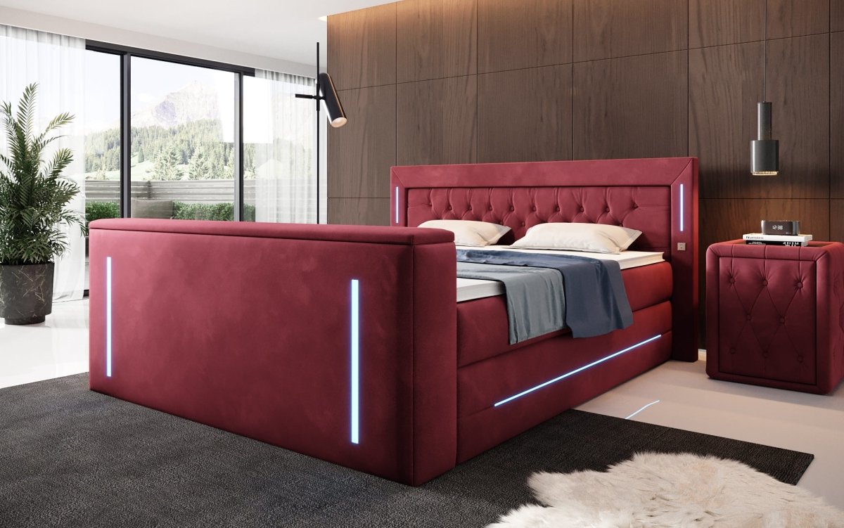 Divalo Luxus Boxspringbett mit Integriertem TV-Lift und Praktischem Stauraum
