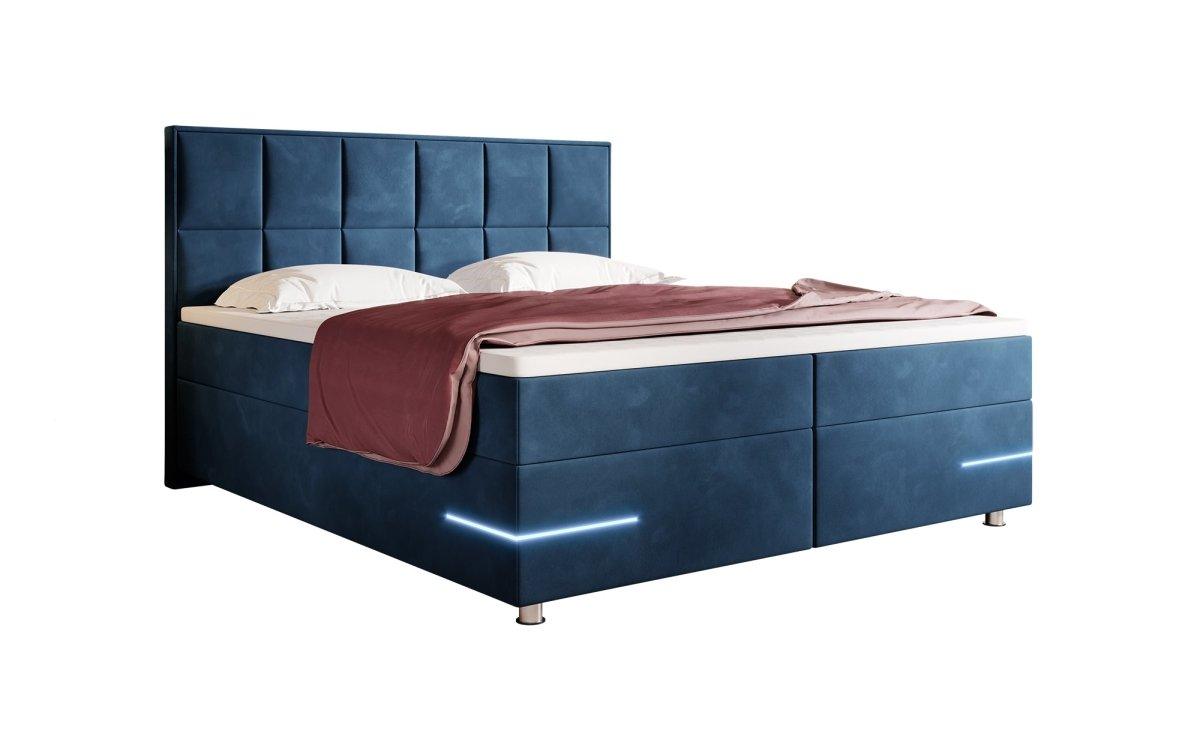 Lea Boxspringbett Samt mit LED-Beleuchtung – Luxuriöser Schlafkomfort