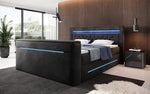 Lade das Bild in den Galerie-Viewer, Exklusives Boxspringbett Neptun mit TV-Lift, RGB-Beleuchtung und Samtbezug