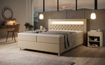Lade das Bild in den Galerie-Viewer, Luxus Boxspringbett Tesero mit Integriertem Stauraum, USB-Ladeanschlüssen und RGB-LED-Beleuchtung