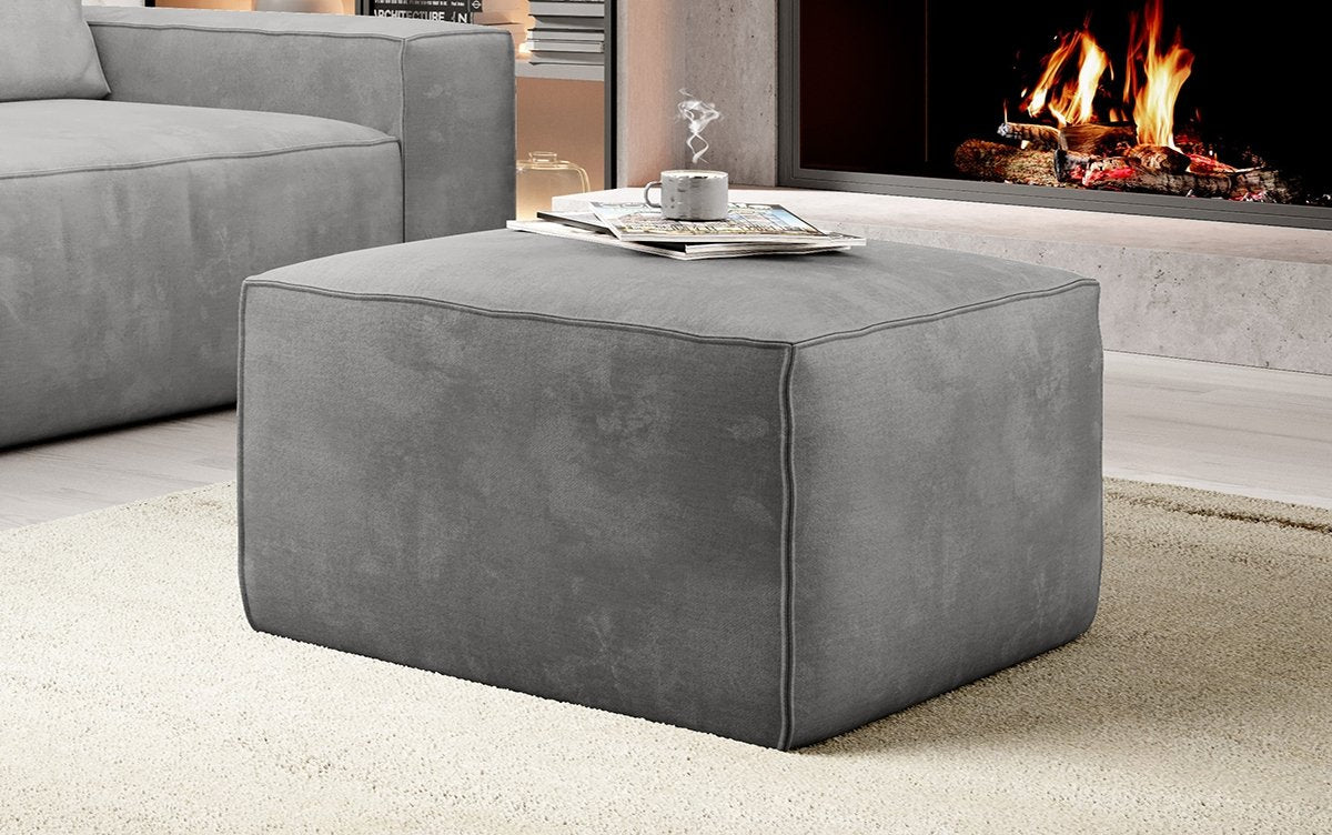 Designer Samt Beistellhocker Solaris: Luxuriöser Vielseitiger Hocker für Modernes Wohnen