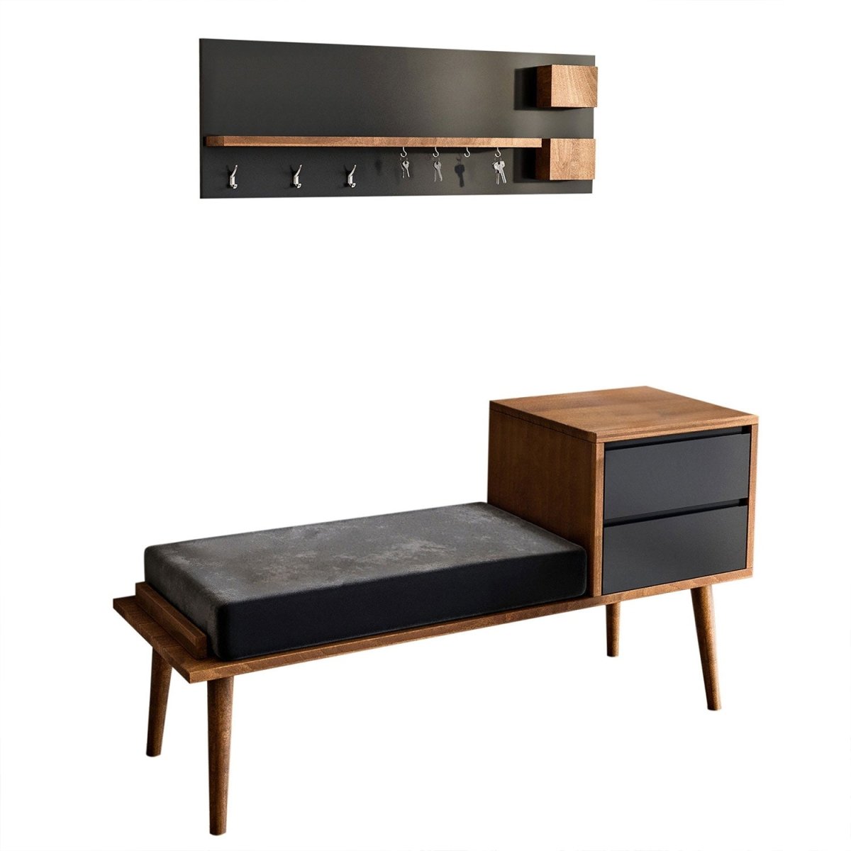 Elegante Designer Garderobe Corsico: Multifunktionale Sitzbank, Haken & Ablage für Flur