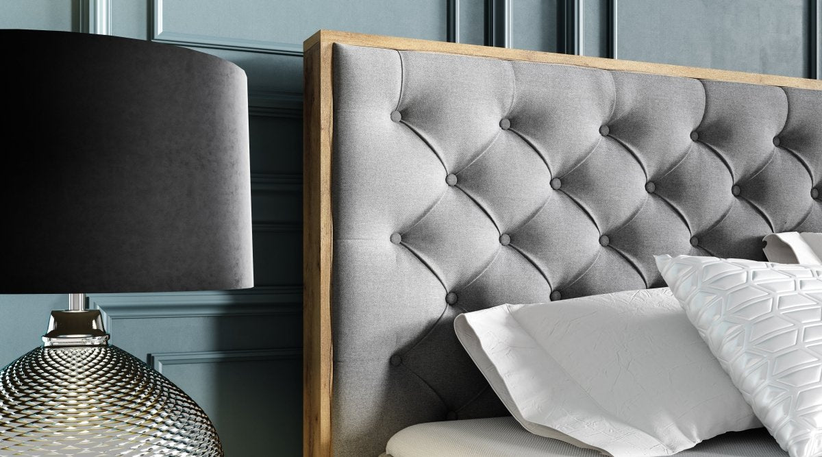 Designer Holzbett Neola mit Stauraum: Modernes Massivholz-Bettgestell, elegant, funktional, stilvoll