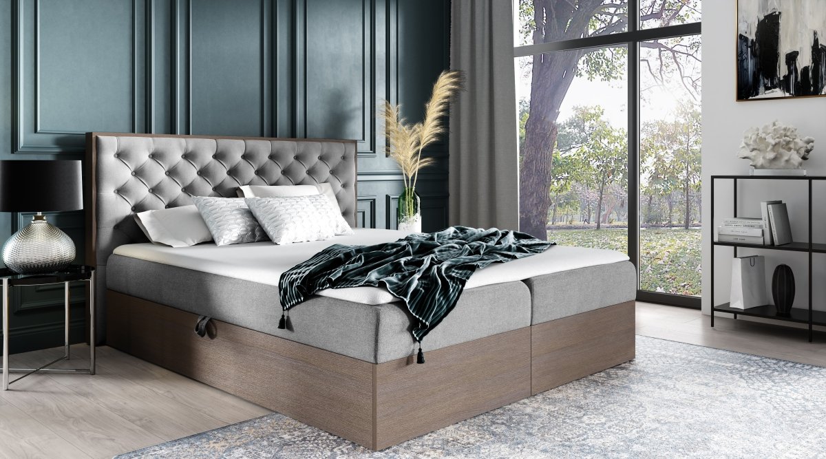 Designer Holzbett Neola mit Stauraum: Modernes Massivholz-Bettgestell, elegant, funktional, stilvoll