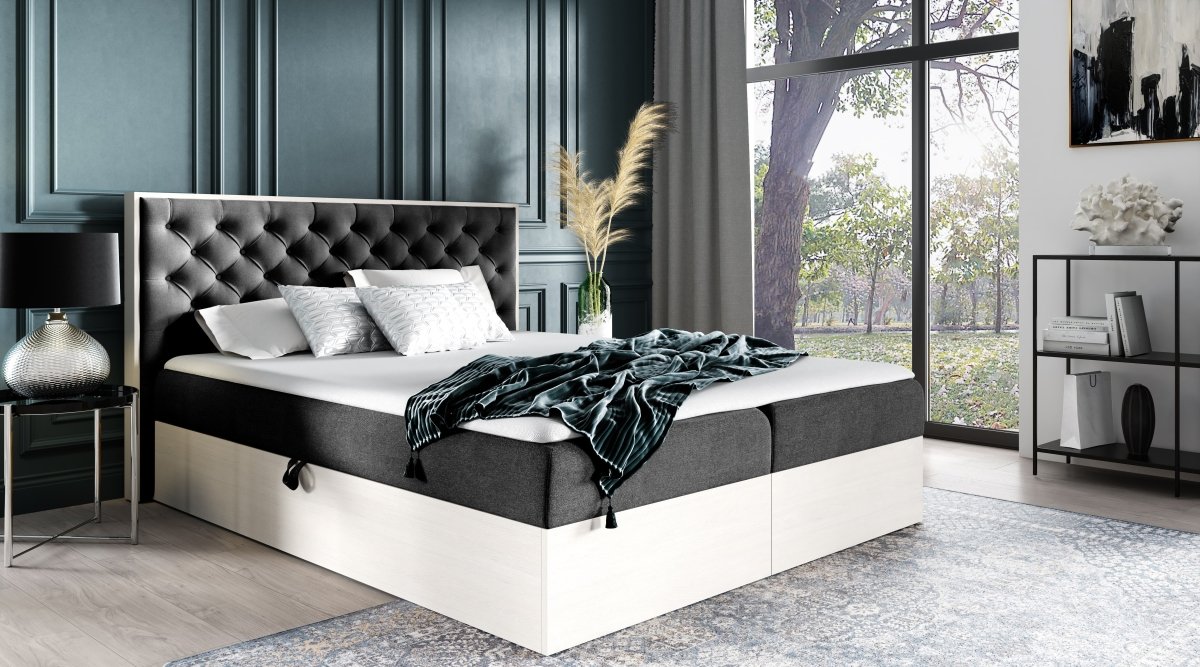 Designer Holzbett Neola mit Stauraum: Modernes Massivholz-Bettgestell, elegant, funktional, stilvoll