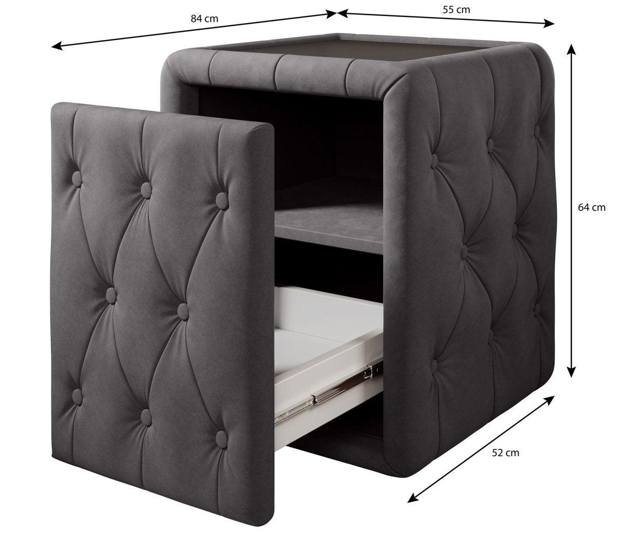 Designer Nachttisch Josy Samt – Luxuriöser Beistelltisch für Ihr Schlafzimmer