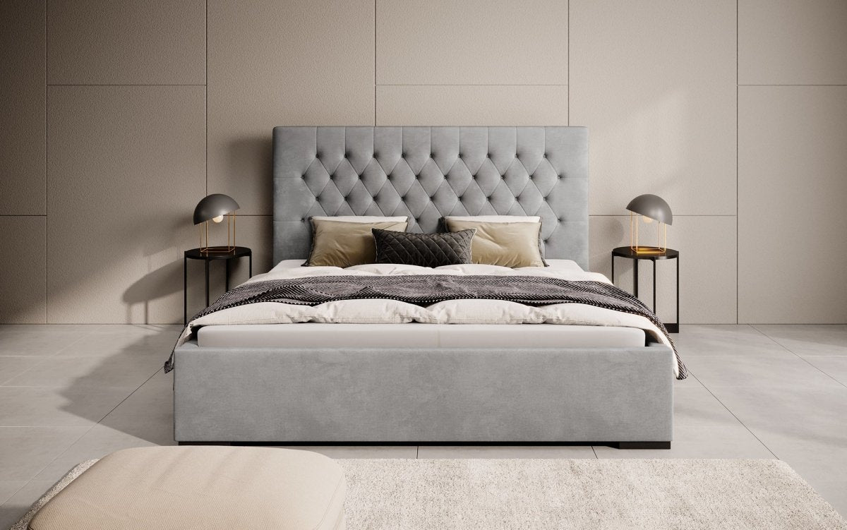 Edles Chester Polsterbett mit Stauraum – Samtbezug, Komfort & clevere Aufbewahrung