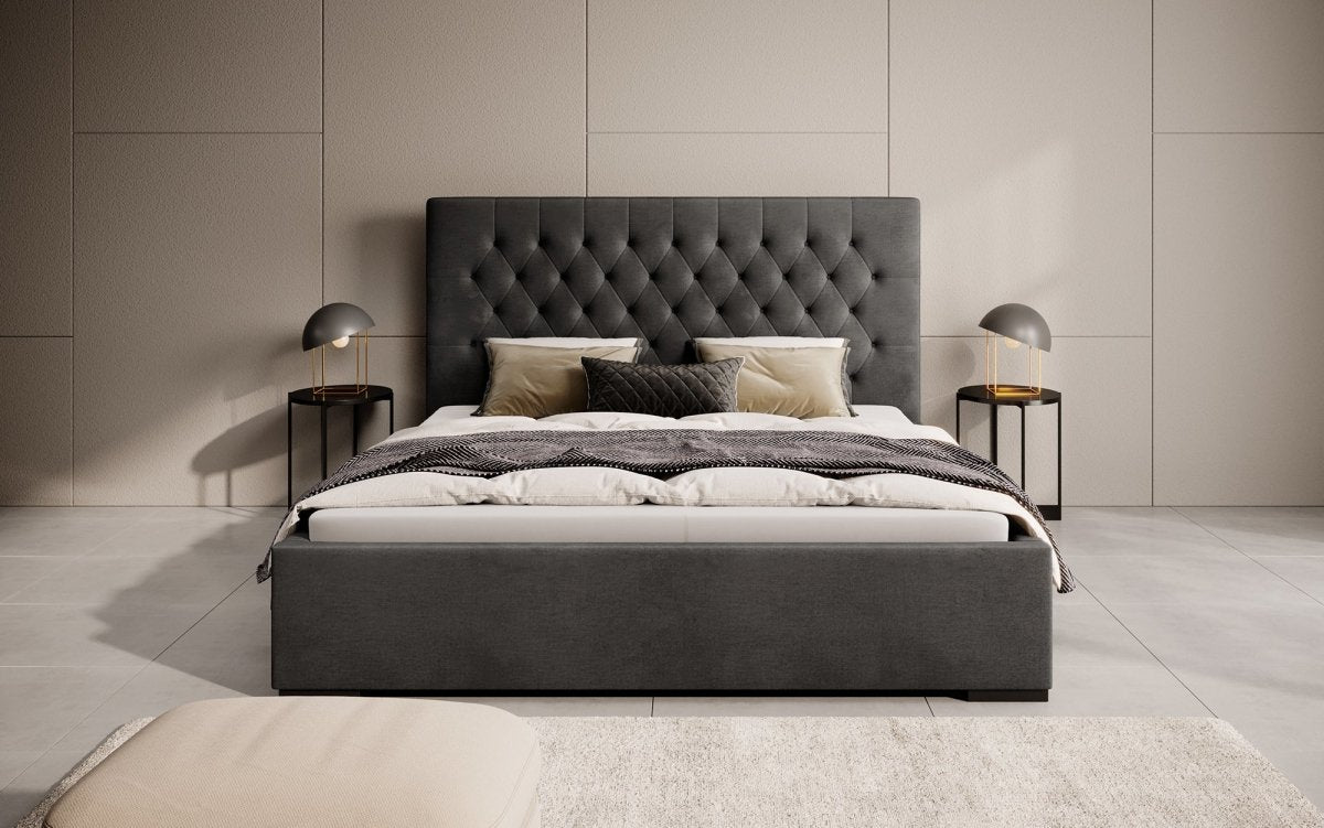 Edles Chester Polsterbett mit Stauraum – Samtbezug, Komfort & clevere Aufbewahrung