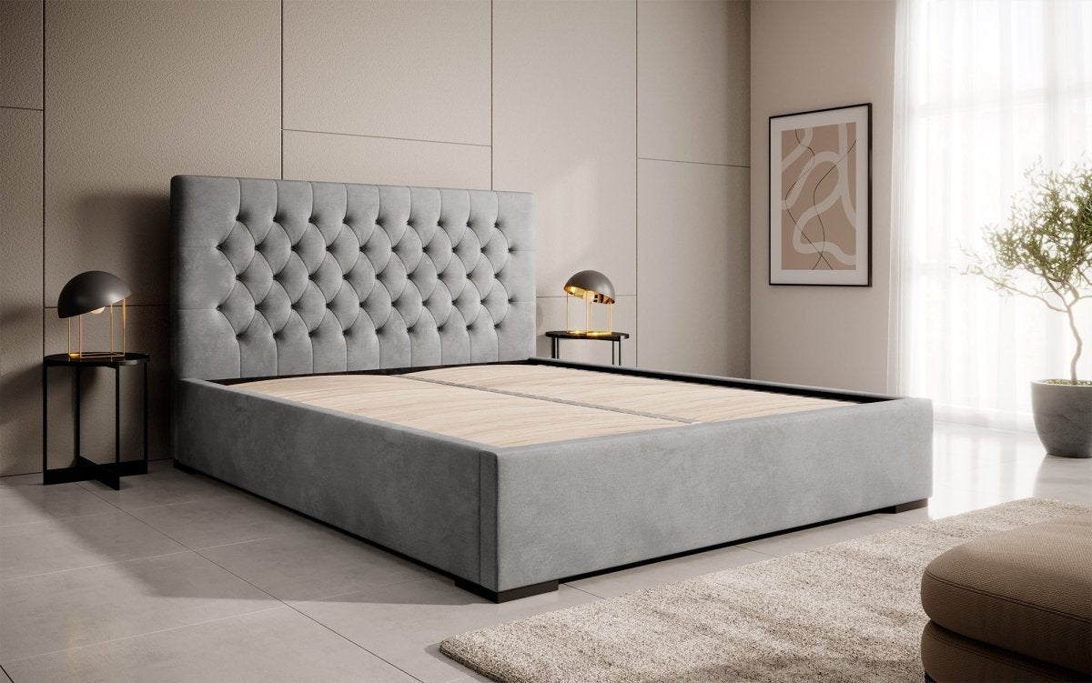Edles Chester Polsterbett mit Stauraum – Samtbezug, Komfort & clevere Aufbewahrung