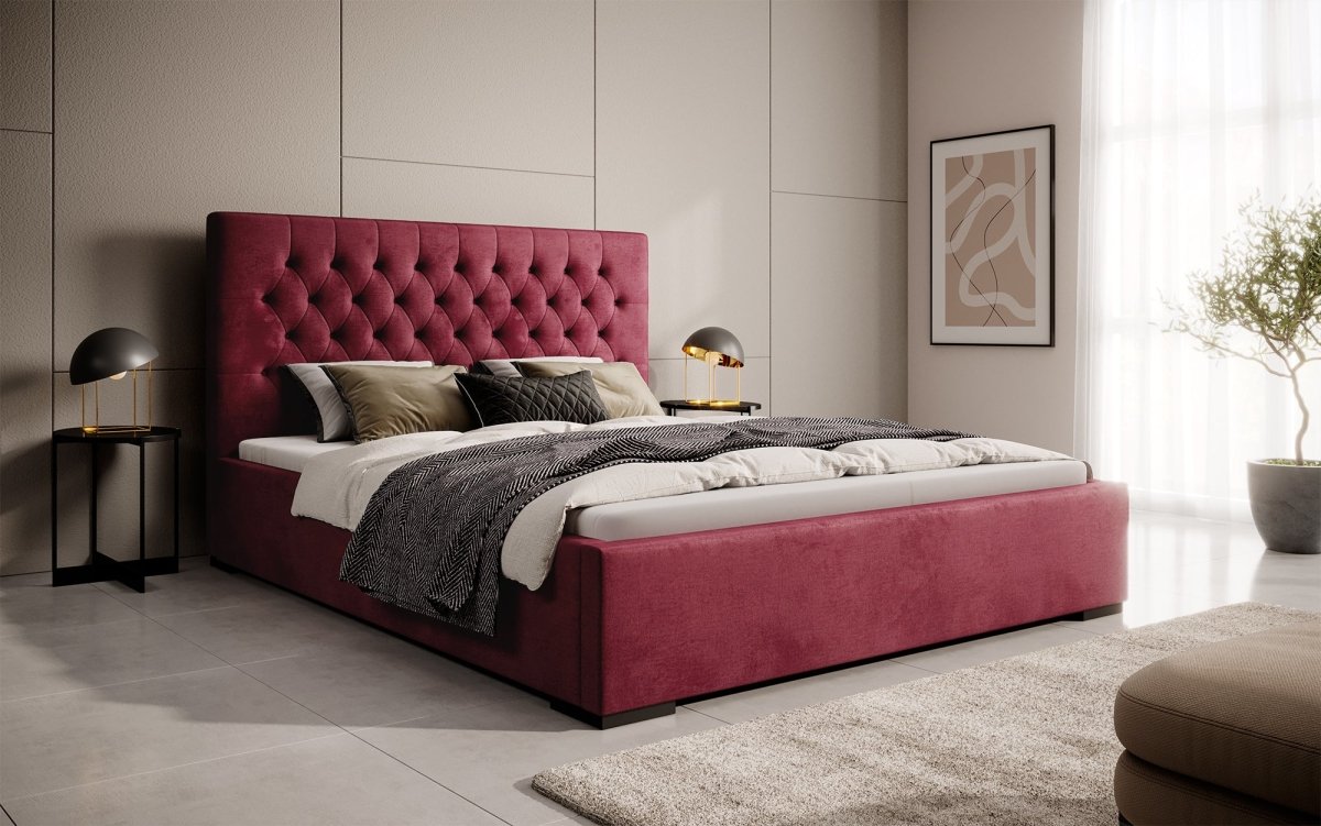 Edles Chester Polsterbett mit Stauraum – Samtbezug, Komfort & clevere Aufbewahrung