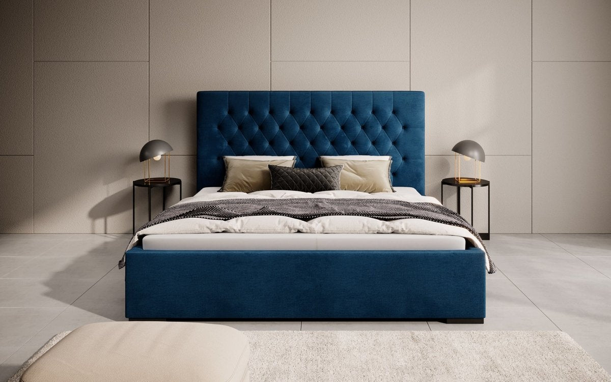 Edles Chester Polsterbett mit Stauraum – Samtbezug, Komfort & clevere Aufbewahrung
