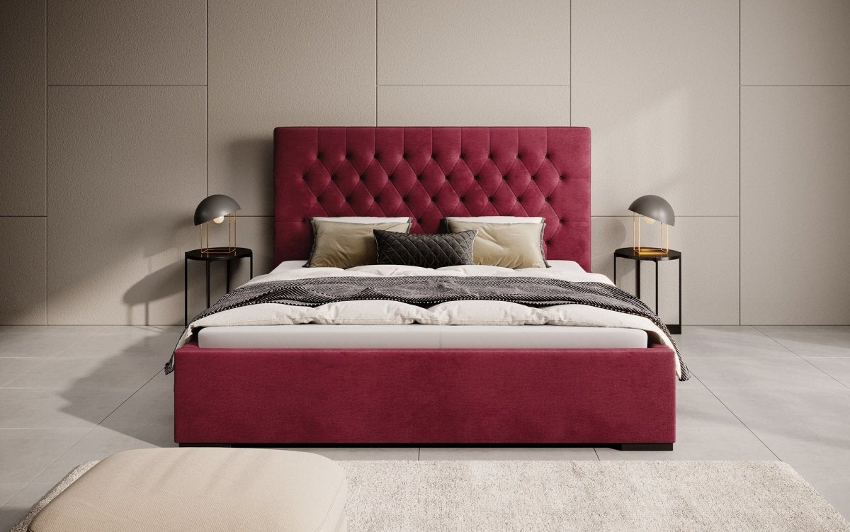 Edles Chester Polsterbett mit Stauraum – Samtbezug, Komfort & clevere Aufbewahrung