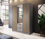 Lade das Bild in den Galerie-Viewer, Niro Designer Kleiderschrank 155 cm: Eleganter Stauraum für Ihr Schlafzimmer