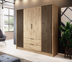 Lade das Bild in den Galerie-Viewer, Niro Designer Kleiderschrank 206 cm: Stilvolle, geräumige Aufbewahrungslösung für Ihr Zuhause