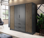 Lade das Bild in den Galerie-Viewer, Niro Designer Kleiderschrank 206 cm: Stilvolle, geräumige Aufbewahrungslösung für Ihr Zuhause