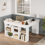 Lade das Bild in den Galerie-Viewer, Tiro Designer Eckschreibtisch mit Regal, Modernes Home-Office Arbeitszimmer, Kiefer Anthrazit Weiß