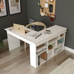 Lade das Bild in den Galerie-Viewer, Tiro Designer Eckschreibtisch mit Regal, Modernes Home-Office Arbeitszimmer, Kiefer Anthrazit Weiß